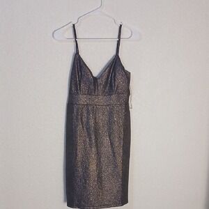 Iris Metallic Black and Gold Mini Dress